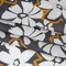 1 Yard Crinkled Cotton Gauzy Woven Charcoal Gray Golden Orange White Floral Fabric